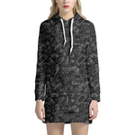Black And White Video Game Pattern Print Hoodie Dress