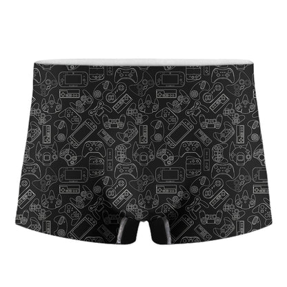 Black And White Video Game Pattern Print Men's Boxer Briefs