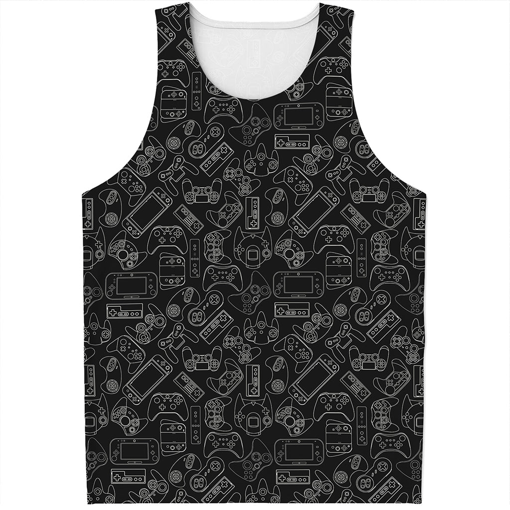 Black And White Video Game Pattern Print Men's Tank Top