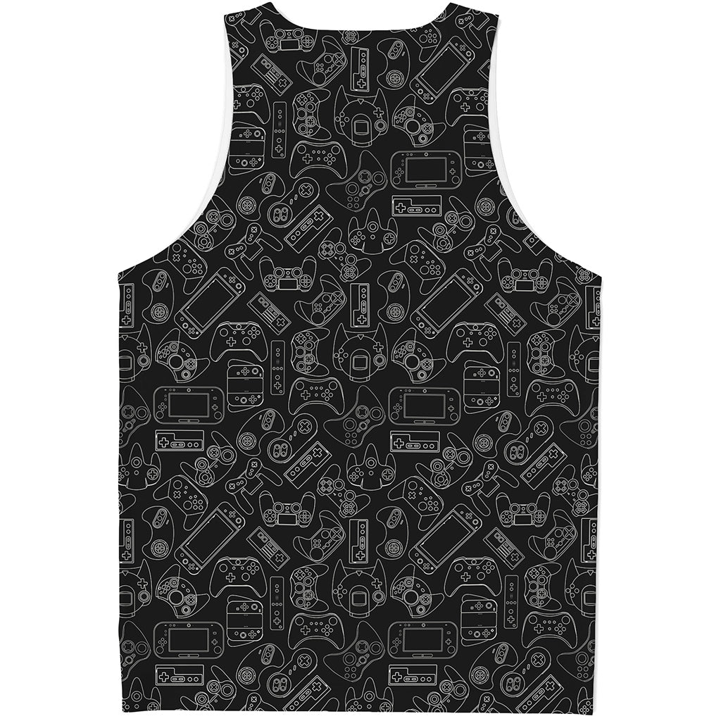 Black And White Video Game Pattern Print Men's Tank Top