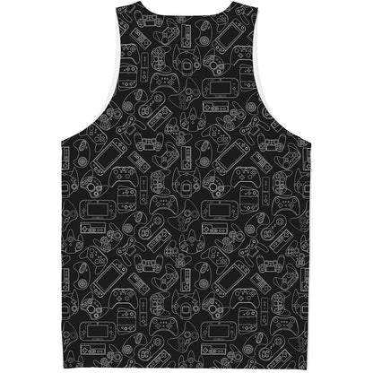 Black And White Video Game Pattern Print Men's Tank Top