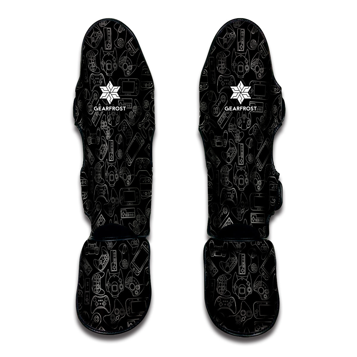 Black And White Video Game Pattern Print Muay Thai Shin Guard