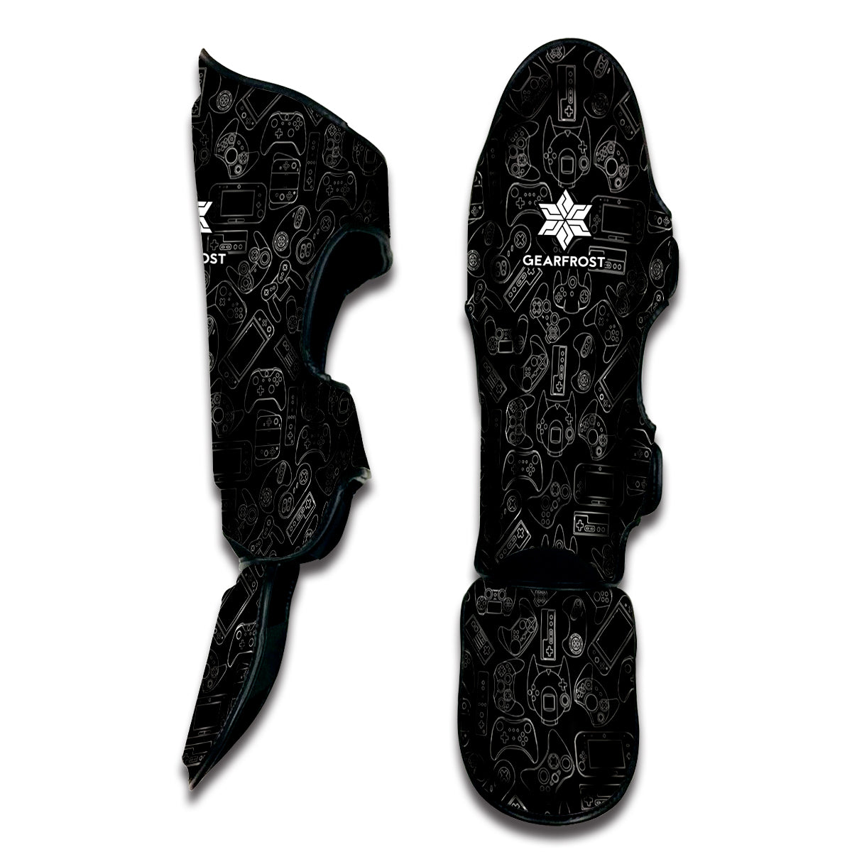 Black And White Video Game Pattern Print Muay Thai Shin Guard