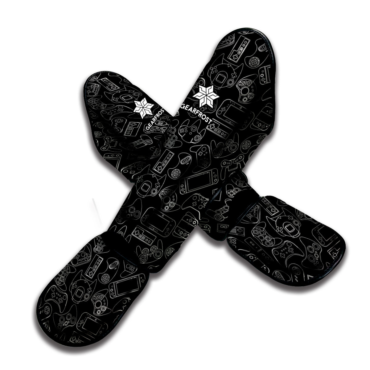 Black And White Video Game Pattern Print Muay Thai Shin Guard