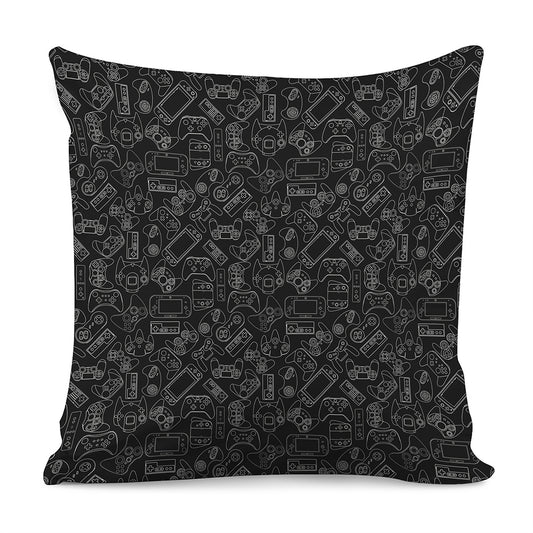 Black And White Video Game Pattern Print Pillow Cover