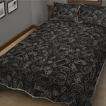 Black And White Video Game Pattern Print Quilt Bed Set