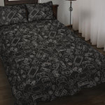Black And White Video Game Pattern Print Quilt Bed Set