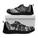 Black And White Viking God Odin Print Black Sneakers
