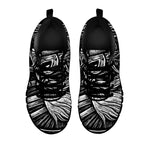 Black And White Viking God Odin Print Black Sneakers