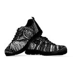 Black And White Viking God Odin Print Black Sneakers