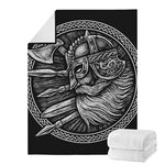 Black And White Viking God Odin Print Blanket