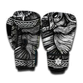 Black And White Viking God Odin Print Boxing Gloves