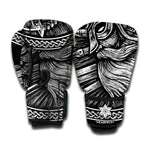 Black And White Viking God Odin Print Boxing Gloves