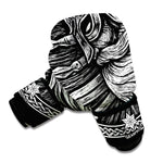 Black And White Viking God Odin Print Boxing Gloves