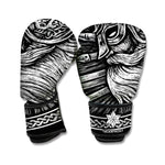 Black And White Viking God Odin Print Boxing Gloves