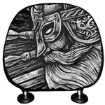 Black And White Viking God Odin Print Car Headrest Covers