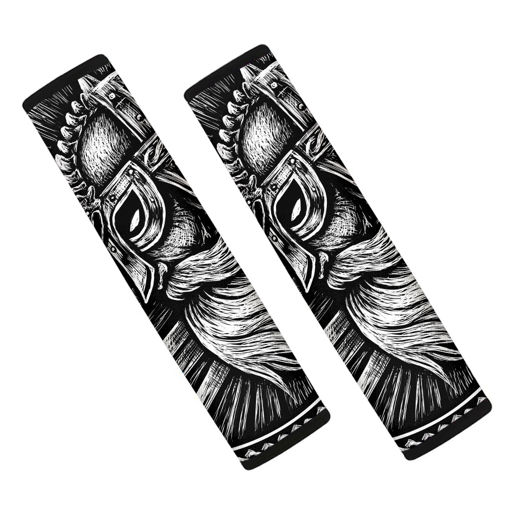 Black And White Viking God Odin Print Car Seat Belt Covers