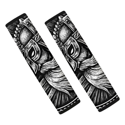 Black And White Viking God Odin Print Car Seat Belt Covers