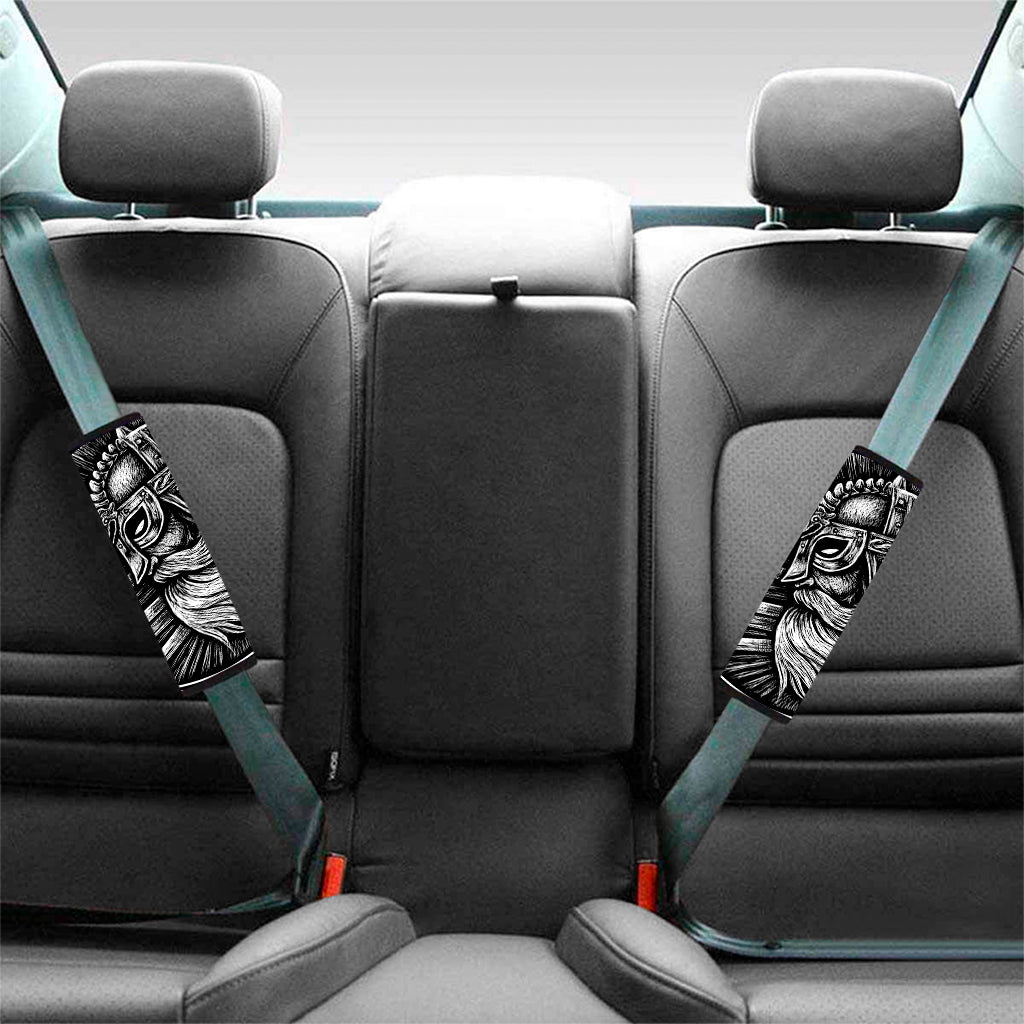 Black And White Viking God Odin Print Car Seat Belt Covers