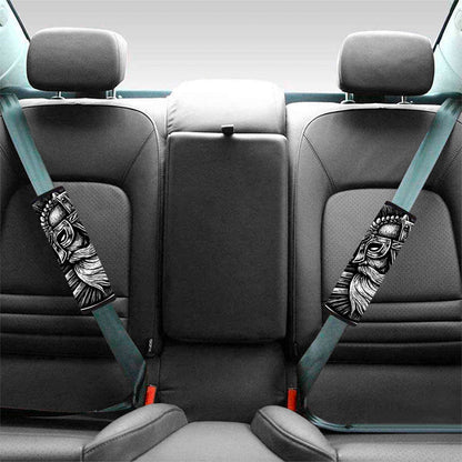 Black And White Viking God Odin Print Car Seat Belt Covers