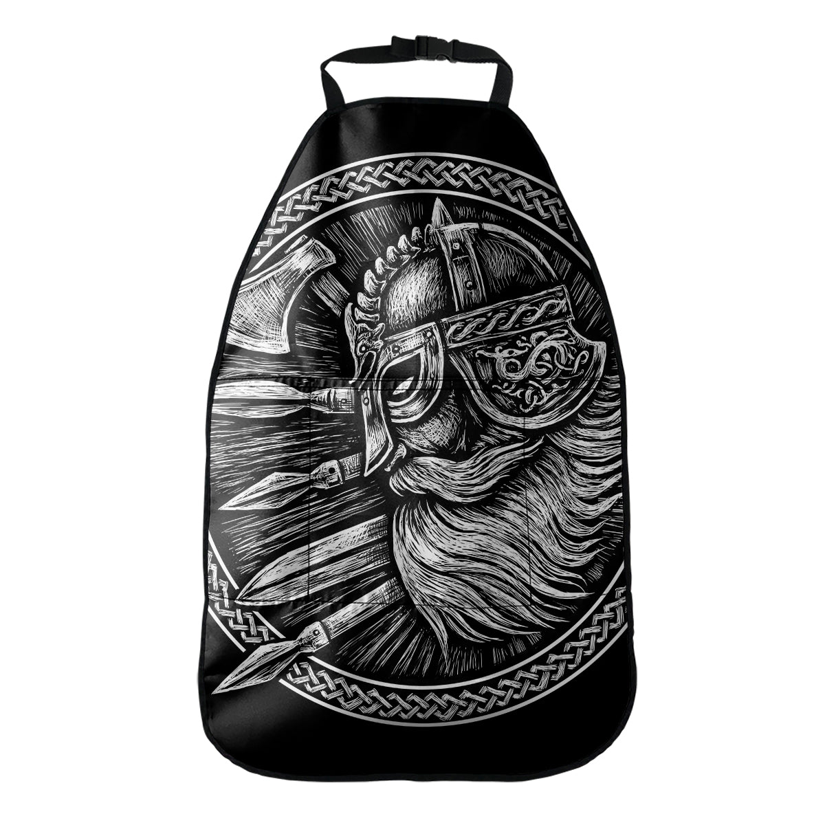 Black And White Viking God Odin Print Car Seat Organizers