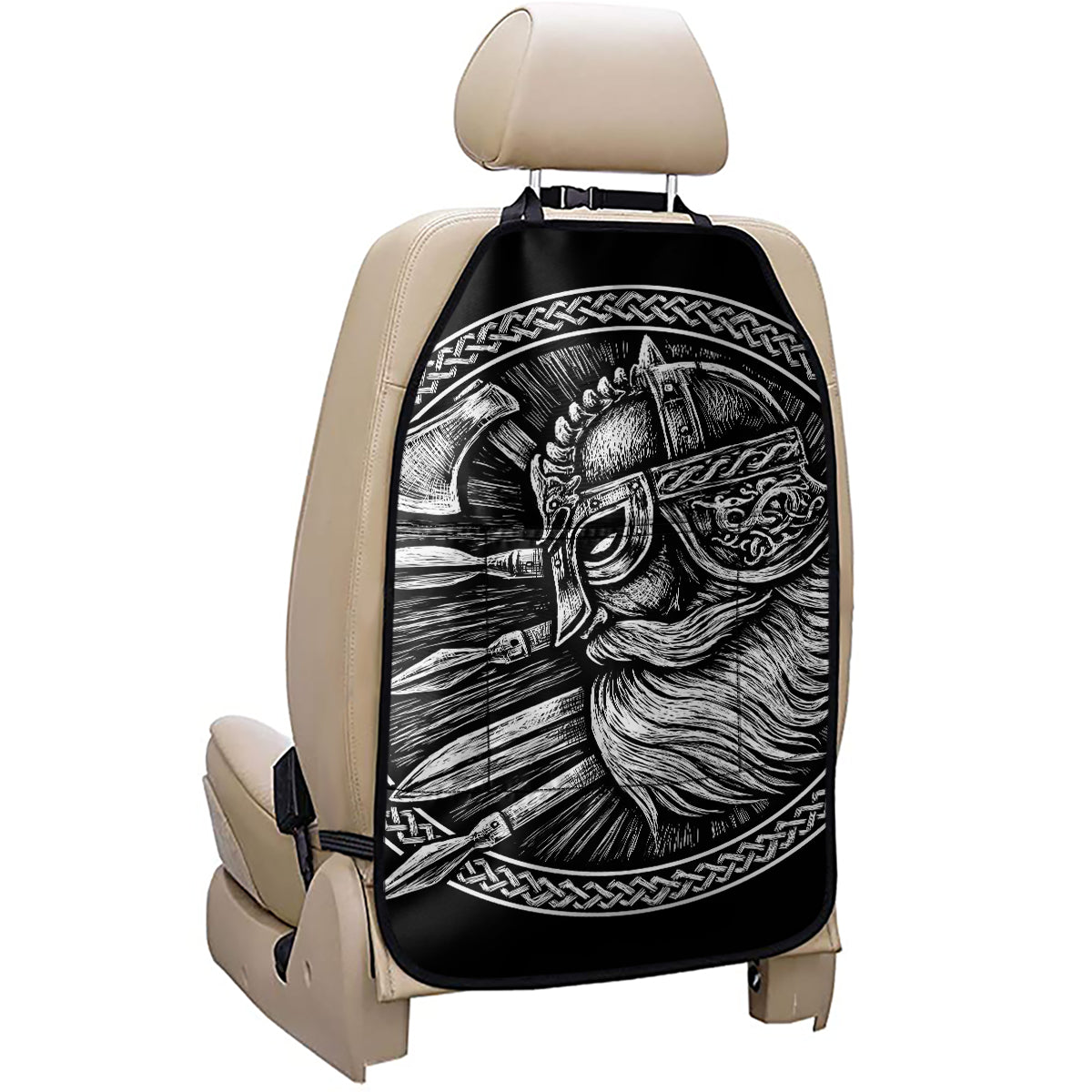 Black And White Viking God Odin Print Car Seat Organizers