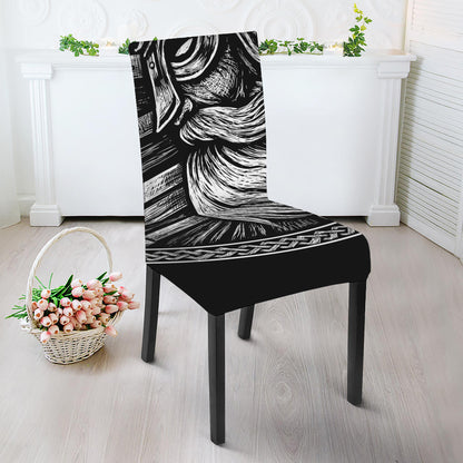 Black And White Viking God Odin Print Dining Chair Slipcover