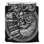 Black And White Viking God Odin Print Duvet Cover Bedding Set