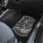 Black And White Viking God Odin Print Front and Back Car Floor Mats