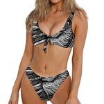 Black And White Viking God Odin Print Front Bow Tie Bikini
