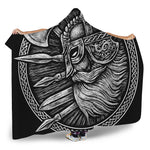 Black And White Viking God Odin Print Hooded Blanket