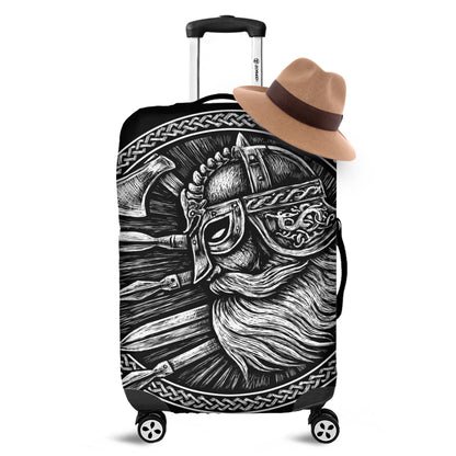Black And White Viking God Odin Print Luggage Cover