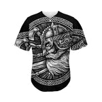 Black And White Viking God Odin Print Men's Baseball Jersey