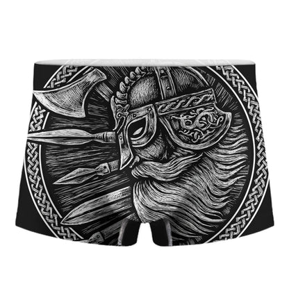 Black And White Viking God Odin Print Men's Boxer Briefs
