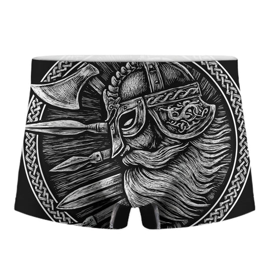 Black And White Viking God Odin Print Men's Boxer Briefs