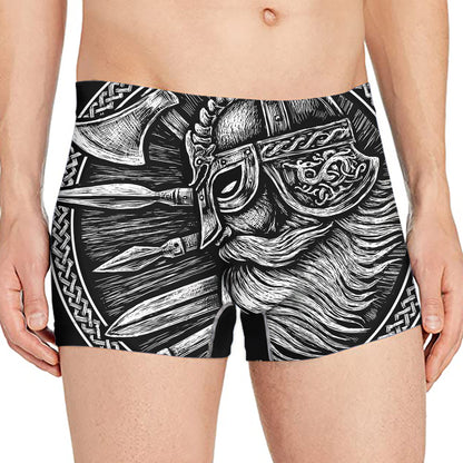 Black And White Viking God Odin Print Men's Boxer Briefs