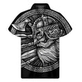 Black And White Viking God Odin Print Men's Short Sleeve Shirt