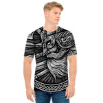 Black And White Viking God Odin Print Men's T-Shirt