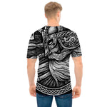 Black And White Viking God Odin Print Men's T-Shirt