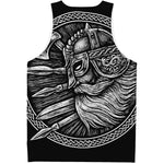 Black And White Viking God Odin Print Men's Tank Top