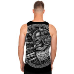 Black And White Viking God Odin Print Men's Tank Top
