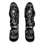 Black And White Viking God Odin Print Muay Thai Shin Guard