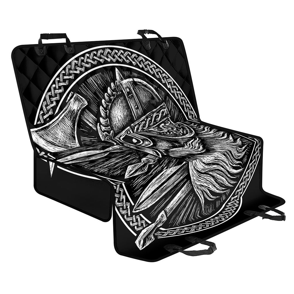 Black And White Viking God Odin Print Pet Car Back Seat Cover