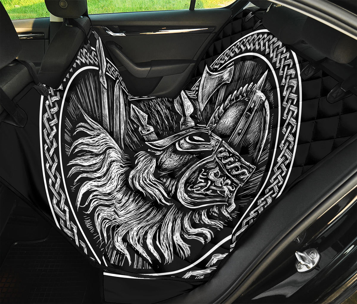 Black And White Viking God Odin Print Pet Car Back Seat Cover