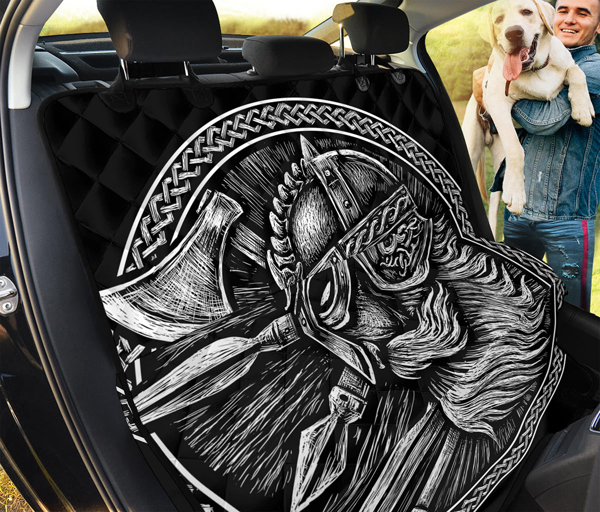 Black And White Viking God Odin Print Pet Car Back Seat Cover
