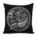 Black And White Viking God Odin Print Pillow Cover