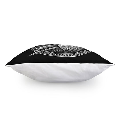 Black And White Viking God Odin Print Pillow Cover