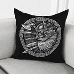 Black And White Viking God Odin Print Pillow Cover