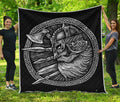Black And White Viking God Odin Print Quilt