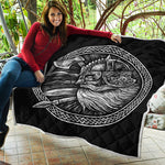 Black And White Viking God Odin Print Quilt